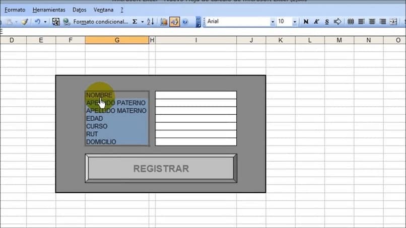 crear formulario en Excel para ingresar datos